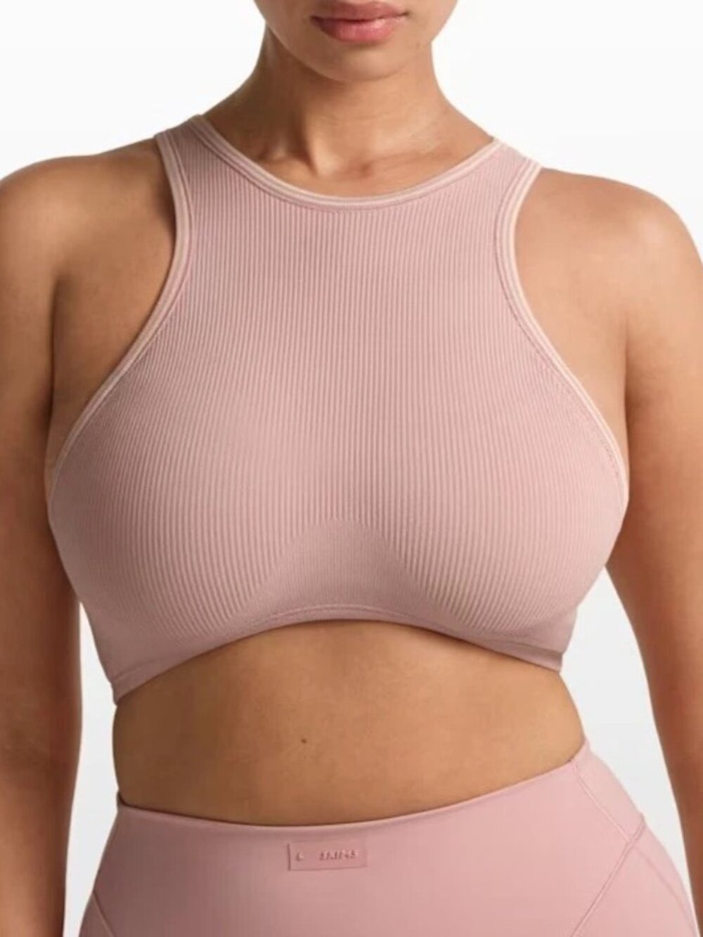 Nike x SKIMS Pink Ribbed Seamless High Neck Padded Sports Bra Women’s XL NWT